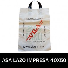 BOLSAS DE PLASTICO ASA DE LAZO IMPRESAS 40X50 G.200