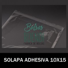 BOLSAS DE PLASTICO CON SOLAPA ADHESIVA 10X15