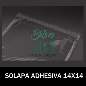 BOLSAS DE PLASTICO CON SOLAPA ADHESIVA 14X14