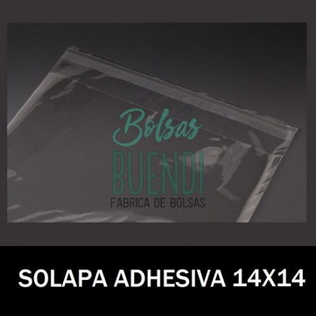 BOLSAS DE PLASTICO CON SOLAPA ADHESIVA 14X14
