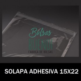 BOLSAS DE PLASTICO CON SOLAPA ADHESIVA 15X22