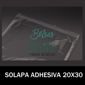 BOLSAS DE PLASTICO CON SOLAPA ADHESIVA 20X30