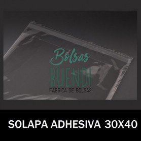 BOLSAS POLIPROPILENO CON SOLAPA ADHESIVA 30X40