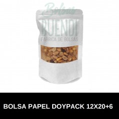 BOLSAS DE PAPEL BLANCO DOYPACK 12x20+6