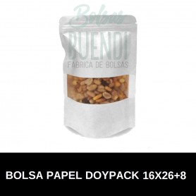 BOLSAS DE PAPEL BLANCO DOYPACK 16x26+8