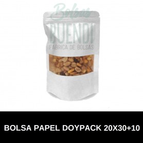 BOLSAS DE PAPEL BLANCO DOYPACK 20x30+10