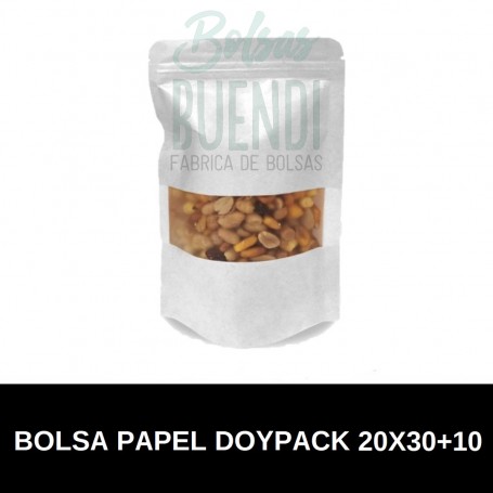 BOLSAS DE PAPEL BLANCO DOYPACK 20x30+10