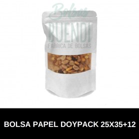BOLSAS DE PAPEL BLANCO DOYPACK 25x35+12