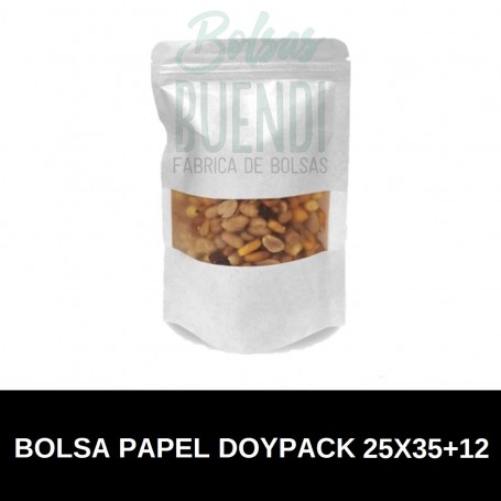 BOLSAS DE PAPEL BLANCO DOYPACK 25x35+12