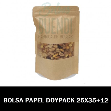 BOLSAS DE PAPEL KRAFT DOYPACK 25x35+12